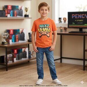 Old Navy Boys "Next Level" Gamer Graphic Tee - Orange Youth M